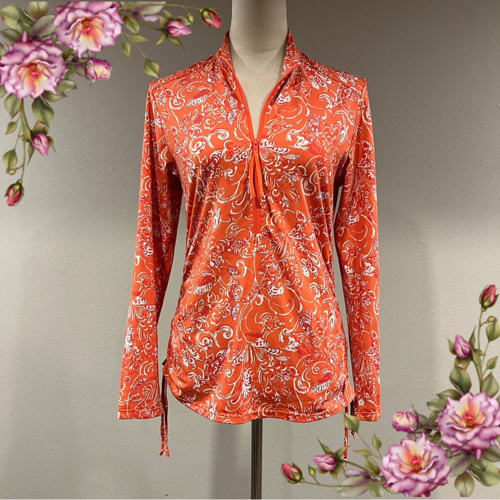 Carve Design Orange Paisley print light weight Top‎